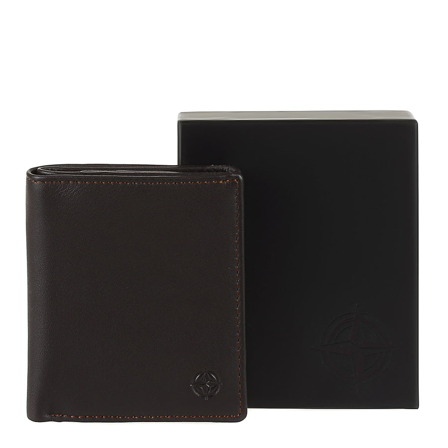 Dark brown leather slim bifold wallet handcrafted in Italy — Tony Perotti Cortina 5089