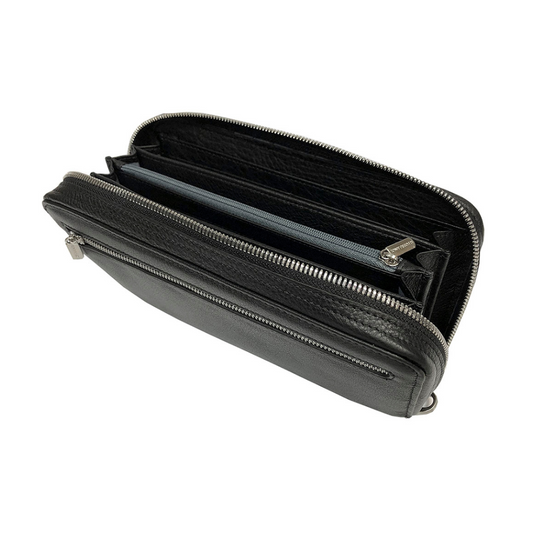 Men's black leather clutch bag Tony Perotti New Contatto 9323-22 nero