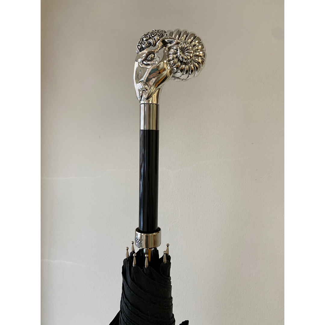 Pasotti silver umbrella handle in the shape of a ram 3