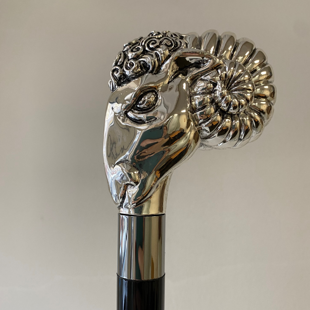 Pasotti silver umbrella handle in the shape of a ram 2