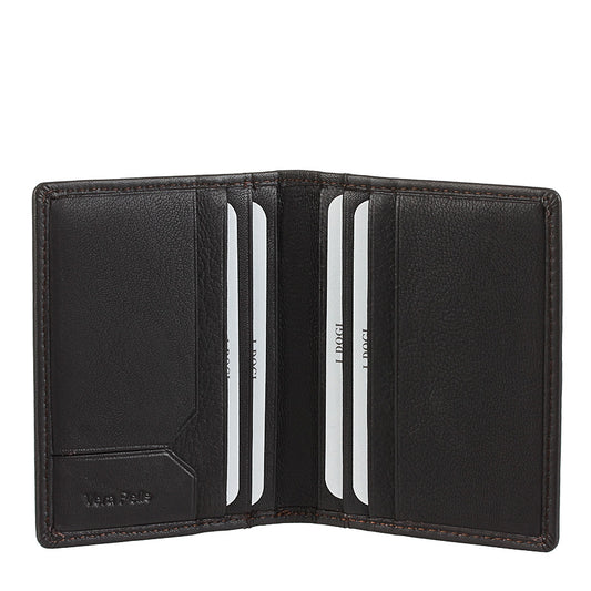 Tony Perotti Cortina 5046 moro — opened: two card slots and a notched slip pocket on each inner panel, with «Vera Pelle» embossed