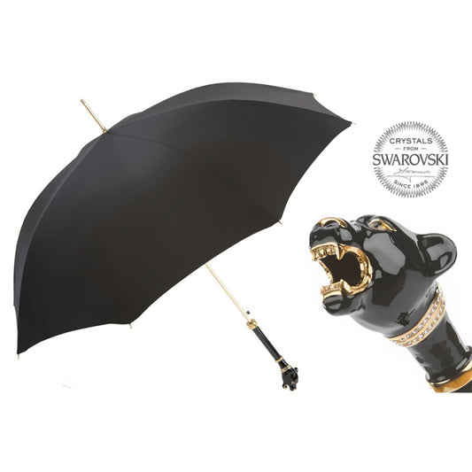 Paraplustok heren zwart met panterhandvat Pasotti 479 6768-1 K1