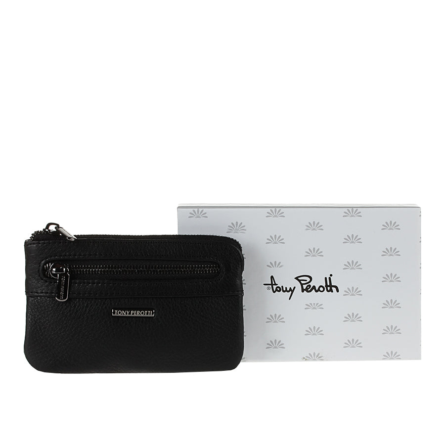 Tony Perotti New Contatto 359 nero — the key case next to its white branded Tony Perotti gift box