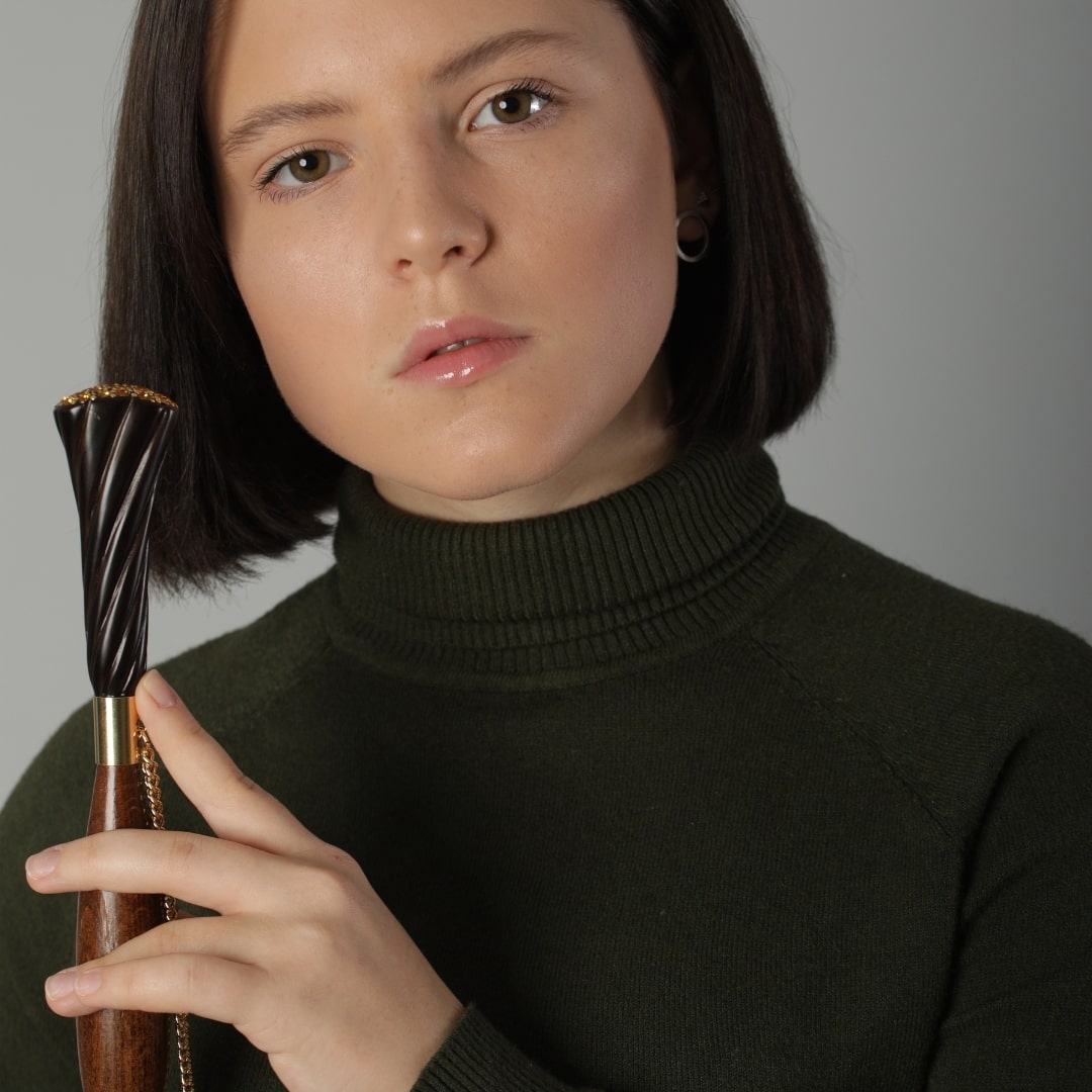 9 Umbrella cane women's beige with floral print Pasotti 189 53910-89 Z3