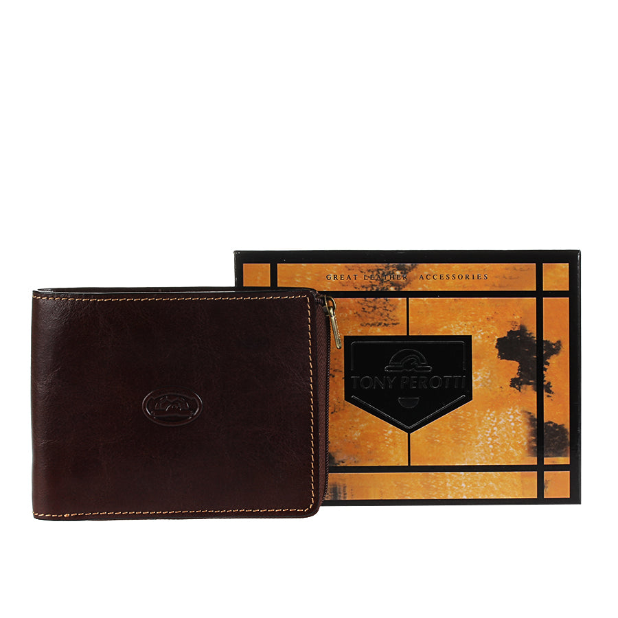 Tony Perotti Italico 3645 moro dark brown leather wallet with Tony Perotti gift box