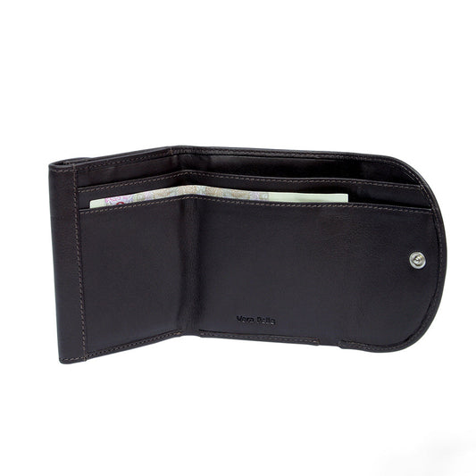 Tony Perotti Cortina 5055 moro opened flat — the inner compartments with banknotes and a press stud at the side