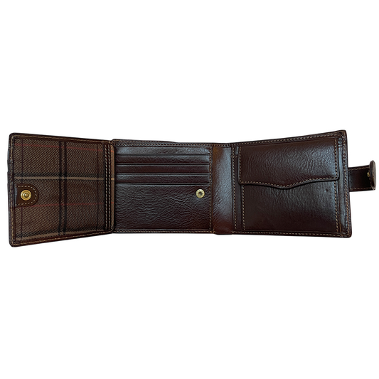 Italico 3341A-Q moro wallet with the card flip opened — check lining and 3 card slots