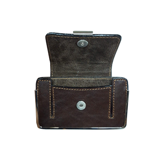 Tony Perotti Italico 2286 moro — the flap open, showing the suede lining and the magnetic snap