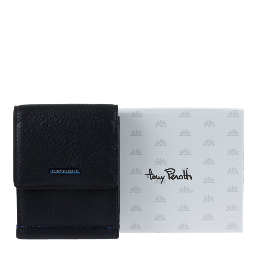 Navy leather money clip, handcrafted in Italy — Tony Perotti New Contatto 3595