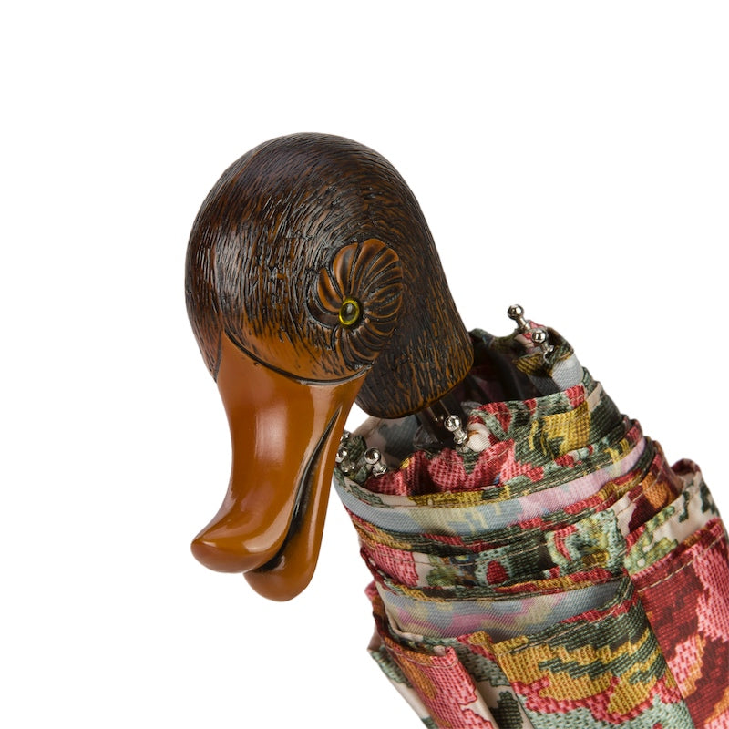 Compact women's umbrella with wooden duck handle by Pasotti - img 2