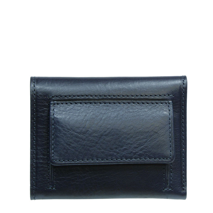 Back of the Tony Perotti Nevada 3811+RFID navy leather wallet with a snap-flap coin pocket