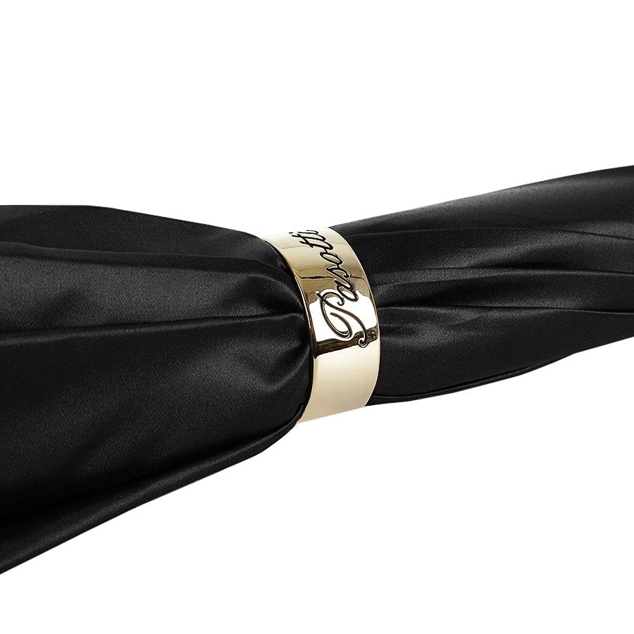 Umbrella cane women's black with peacock print Pasotti 189-108/1