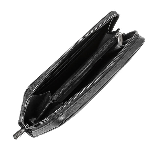 New Contatto 3622 wallet open showing accordion compartments and central zip coin pocket