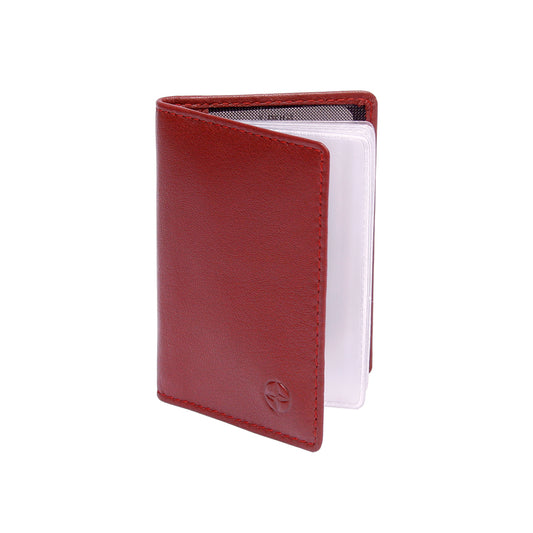 Tony Perotti Cortina 5004 rosso — standing open, showing the fan of clear sleeves