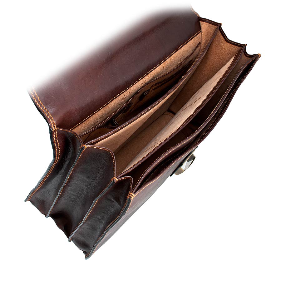 Briefcase men's leather brown Tony Perotti Italico 8009 moro