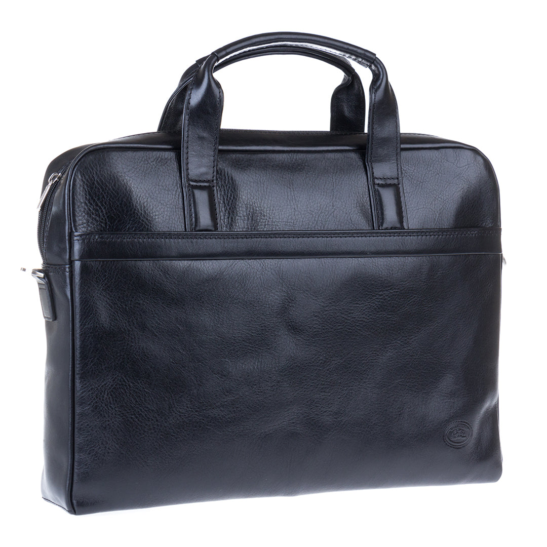 Black leather business briefcase Tony Perotti Italico 6031-38 nero - img 2