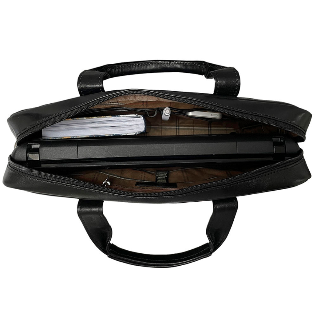 Black leather business briefcase Tony Perotti Italico 6031-38 nero - img 3