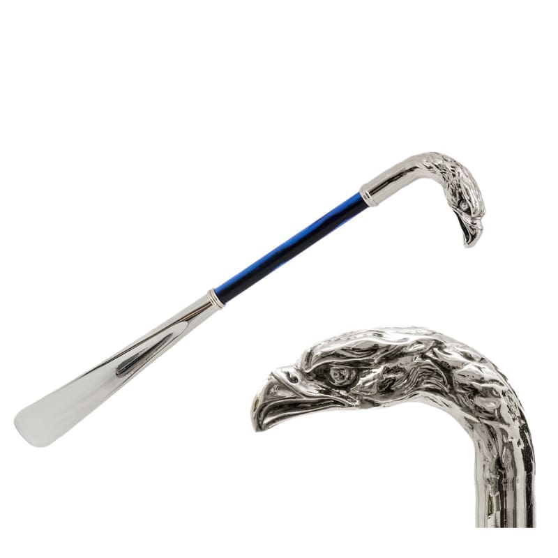 Schoenlepel met blauwe handgreep Silver Eagle Pasotti CS W18PB