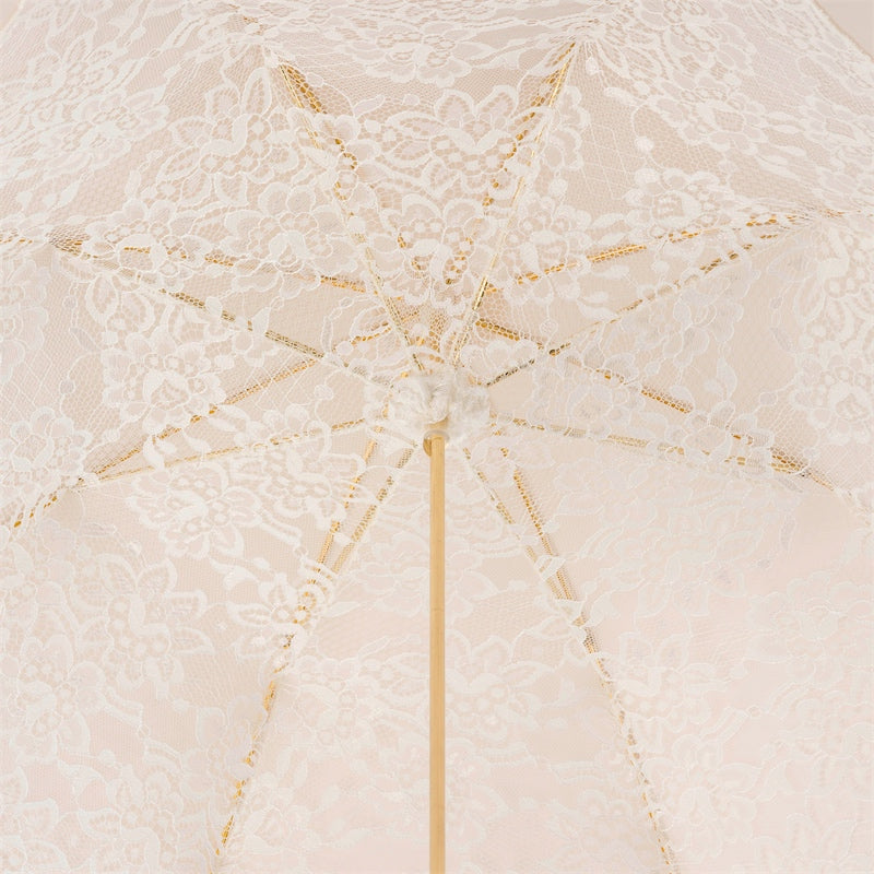 5 Cream bridal umbrella with double dome and lace by Pasotti