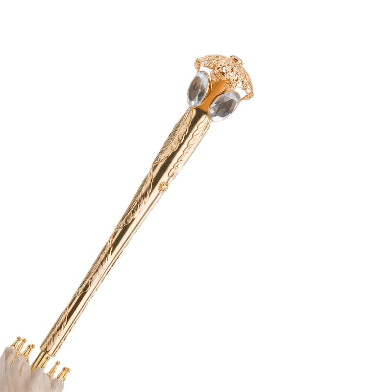 8 Cream bridal umbrella with double dome and lace by Pasotti