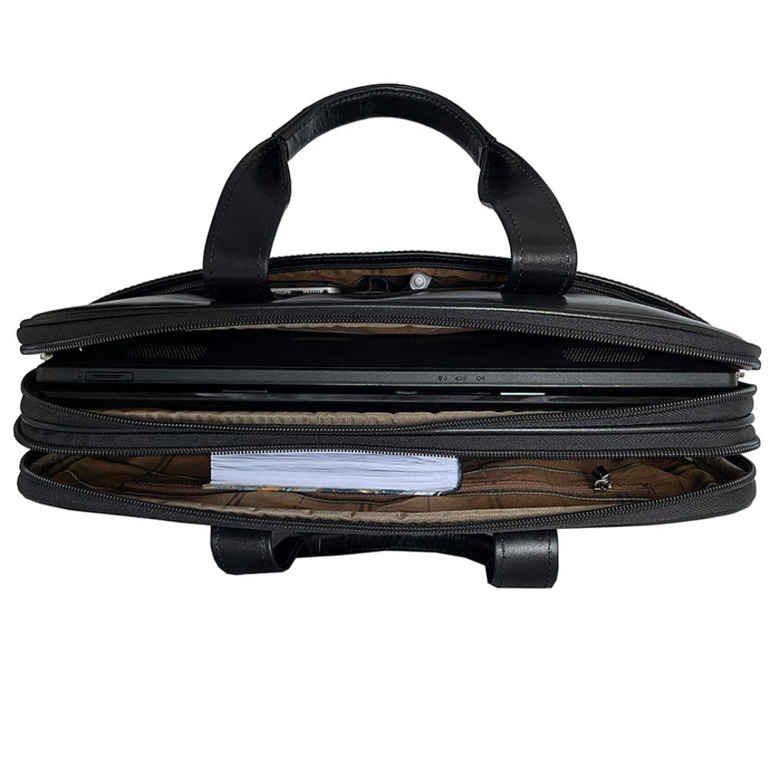 Black leather laptop bag Tony Perotti Italico 7044-40 nero - photo 5