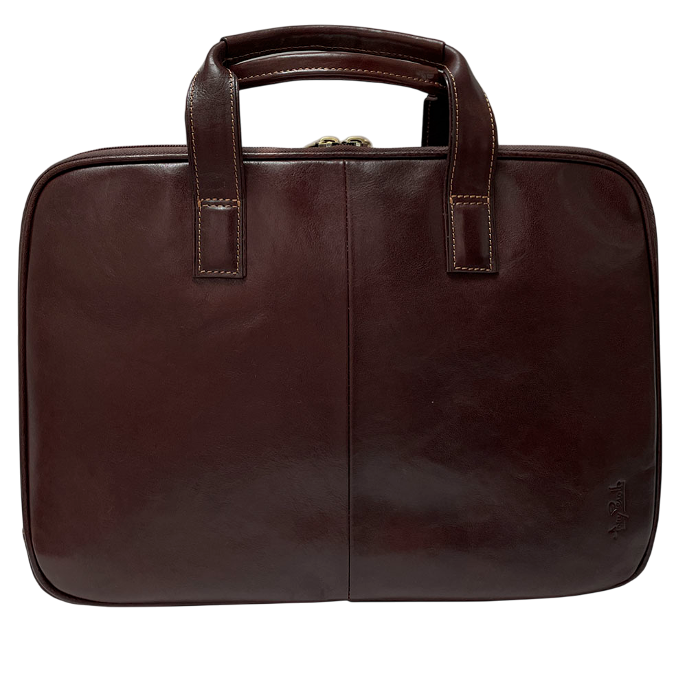 Dark brown leather laptop bag Tony Perotti Italico 7044-40 moro - photo 3