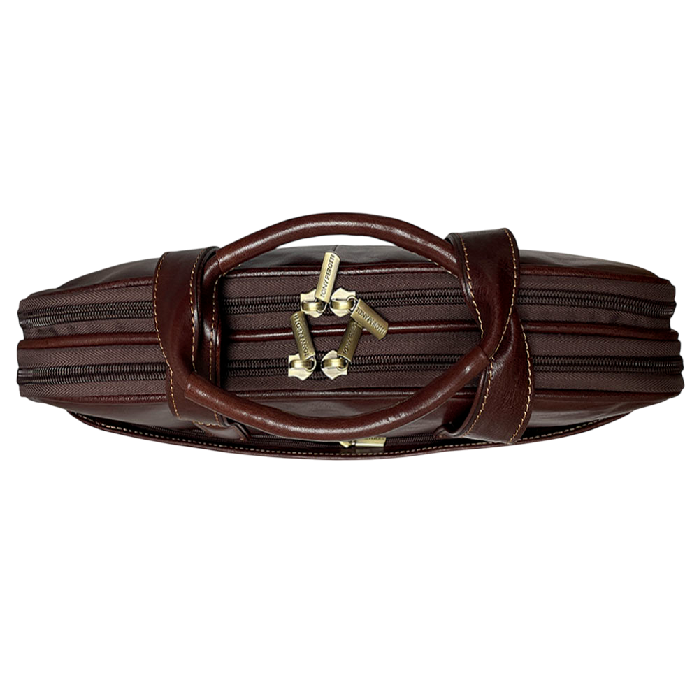 Dark brown leather laptop bag Tony Perotti Italico 7044-40 moro - top view