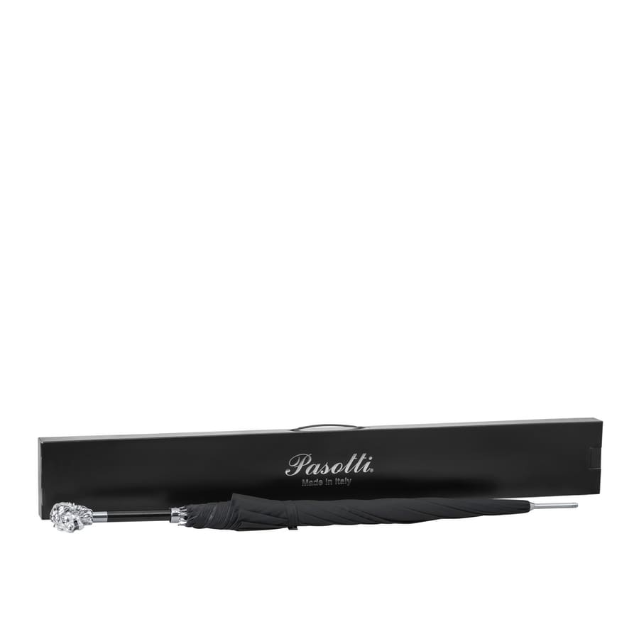 Men's black Pasotti umbrella with silver lion handle - img 7