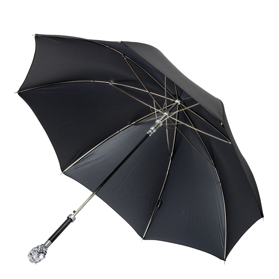Men's black Pasotti umbrella with silver lion handle - img 3
