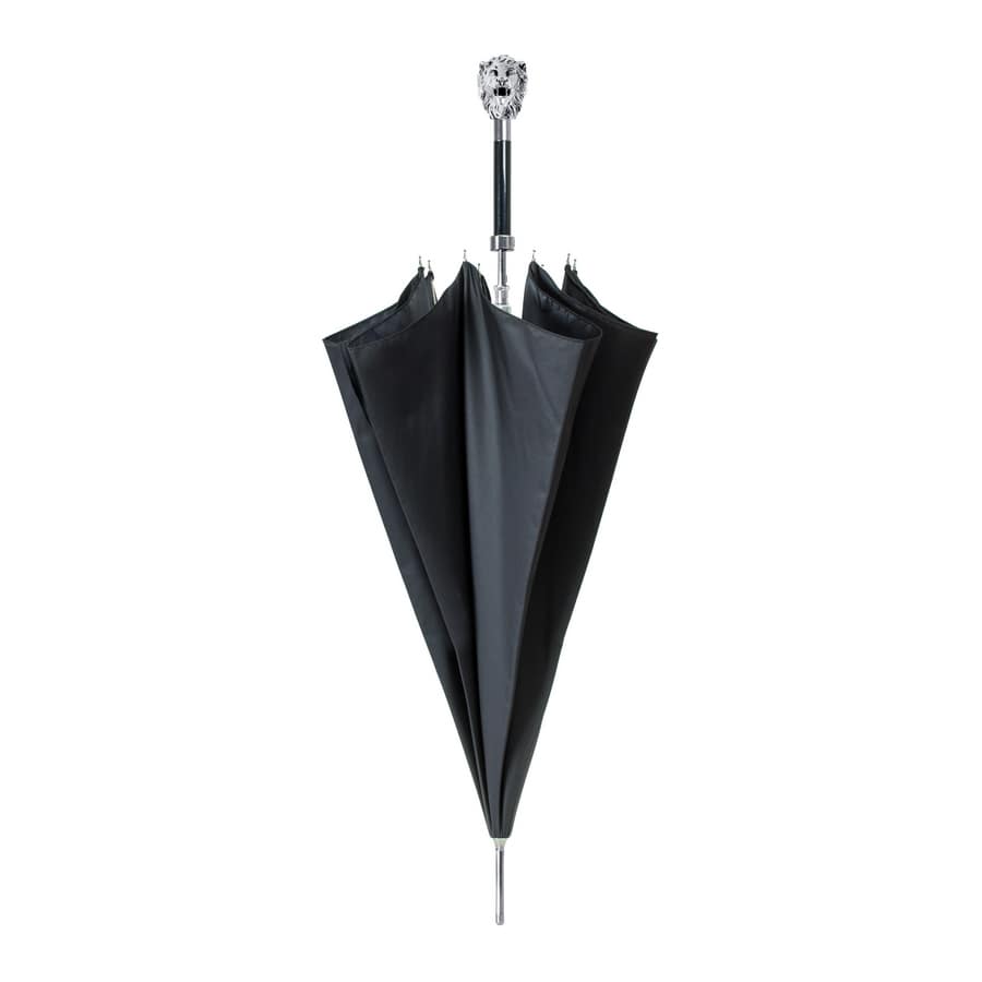 Men's black Pasotti umbrella with silver lion handle - img 2