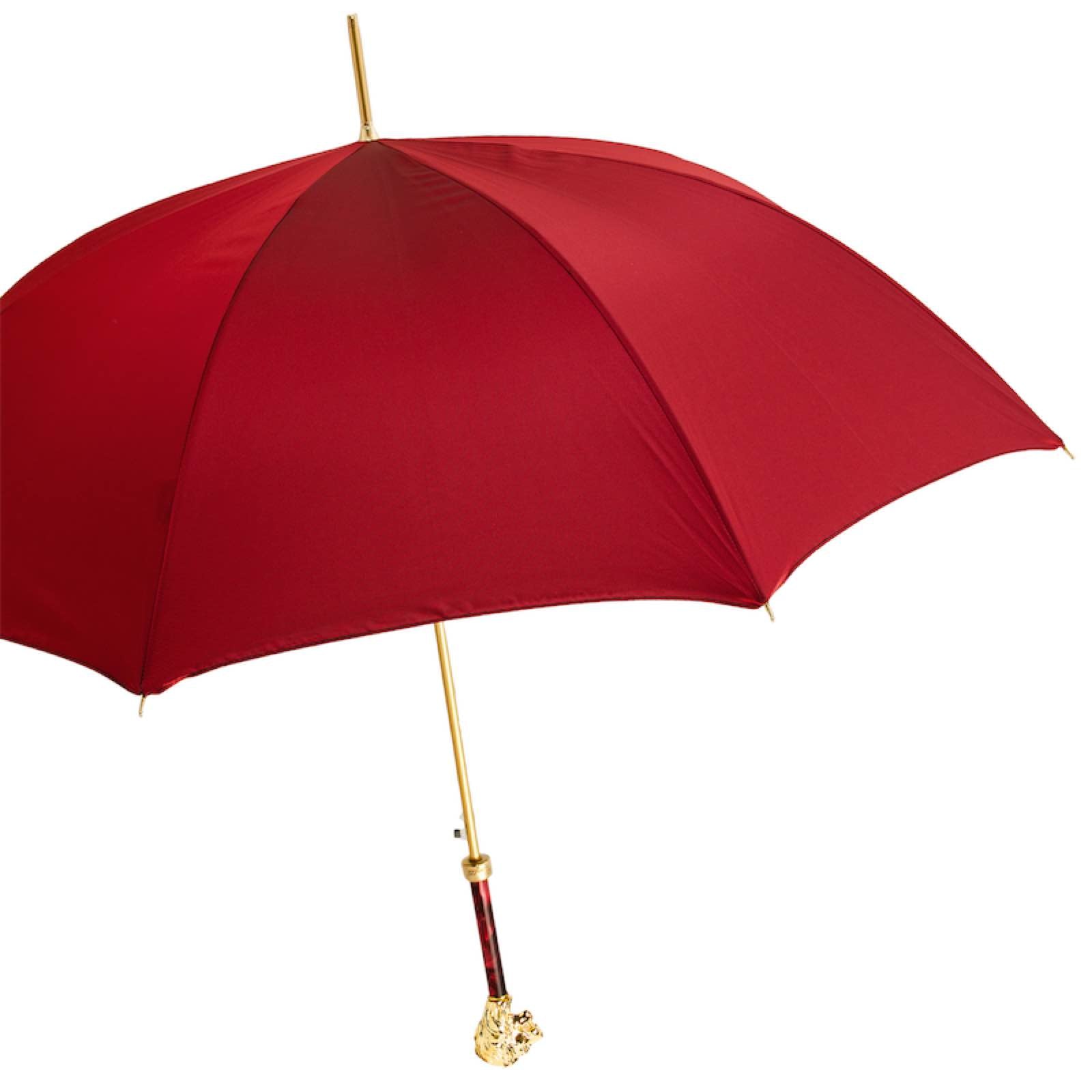 Luxurious red Pasotti men's umbrella with golden lion - img 2