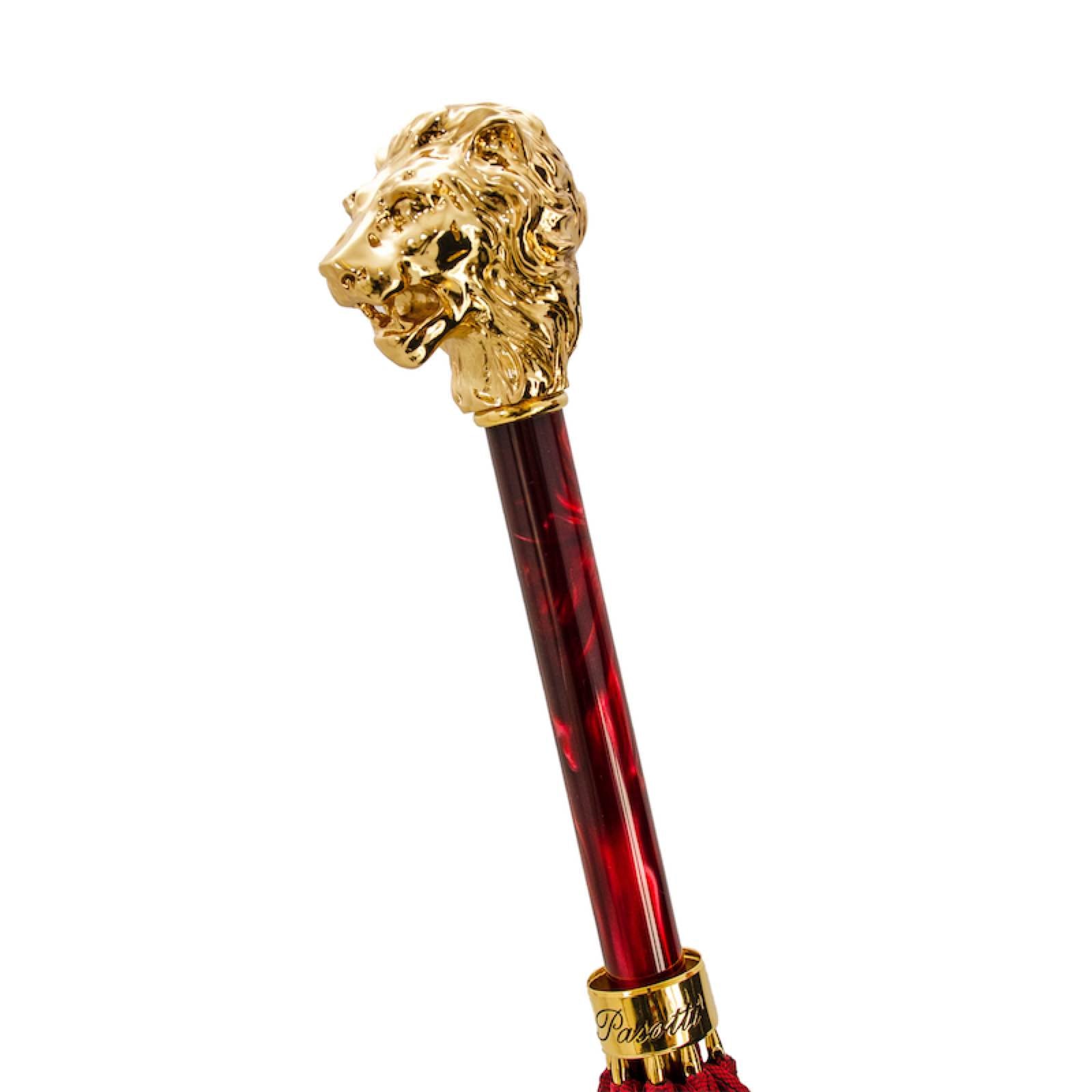Red Pasotti umbrella handle with gold lion - img 1