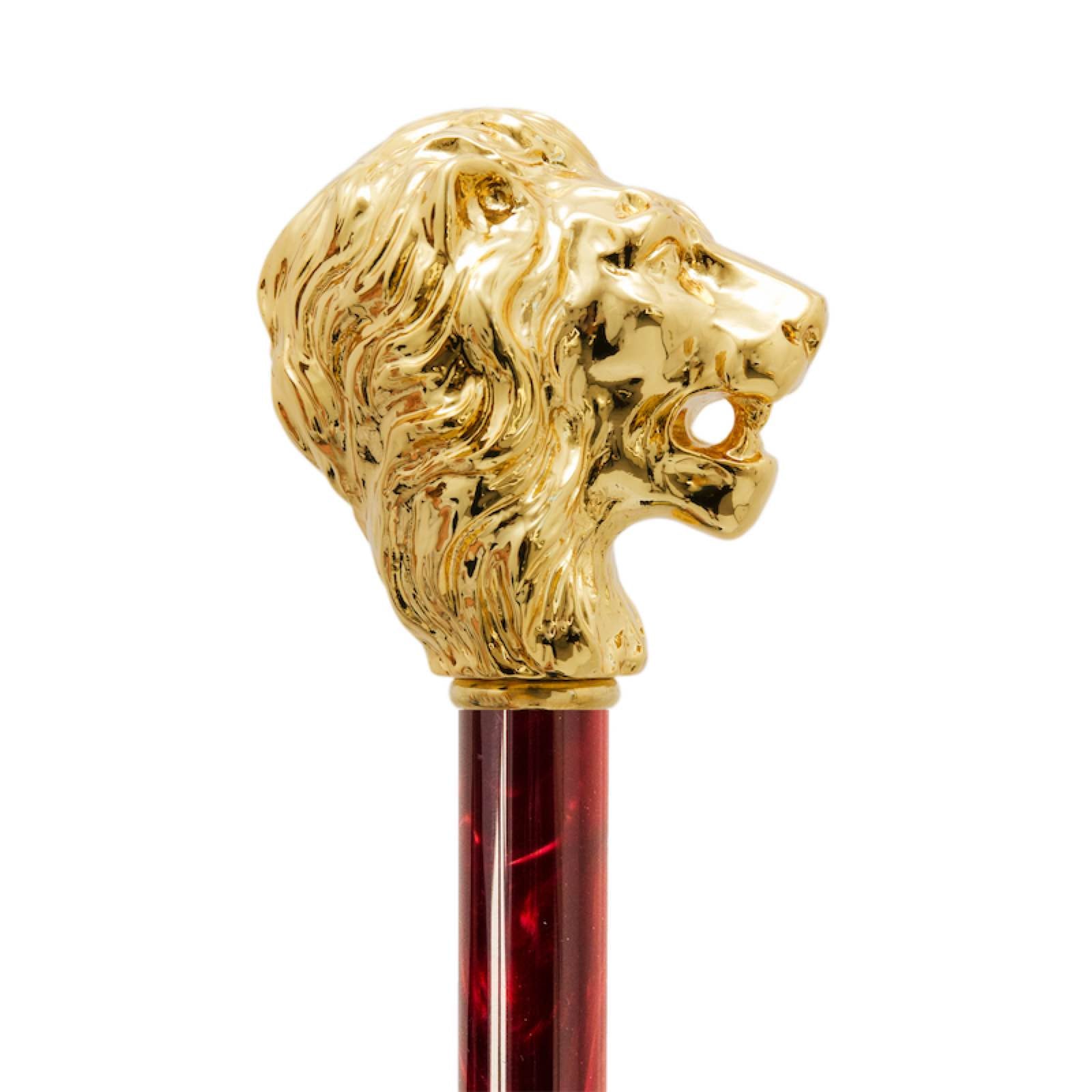 Red Pasotti umbrella handle with gold lion - img 2
