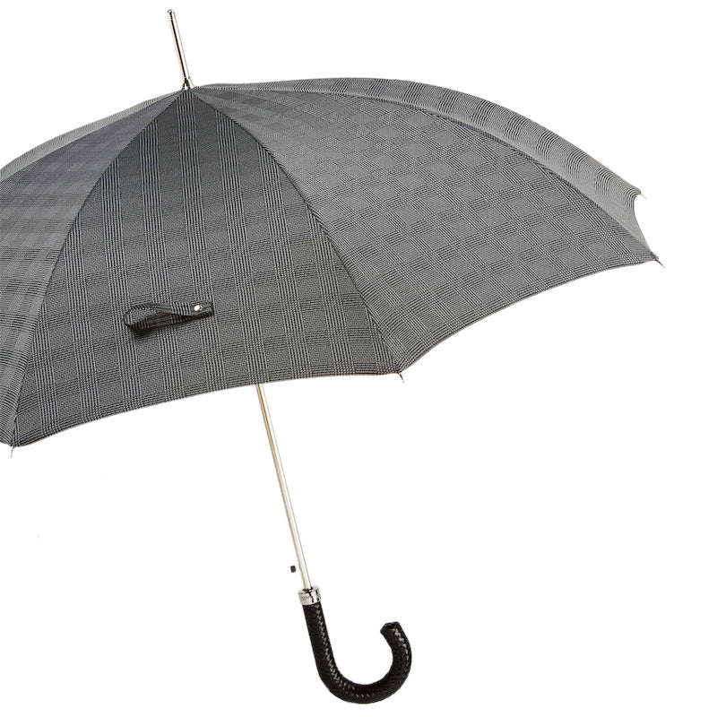 Luxury men's gray Pasotti umbrella with braided leather handle - img 2