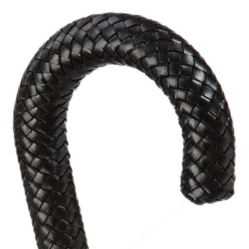 Leather braided black handle of a luxurious Pasotti men's umbrella - img 2