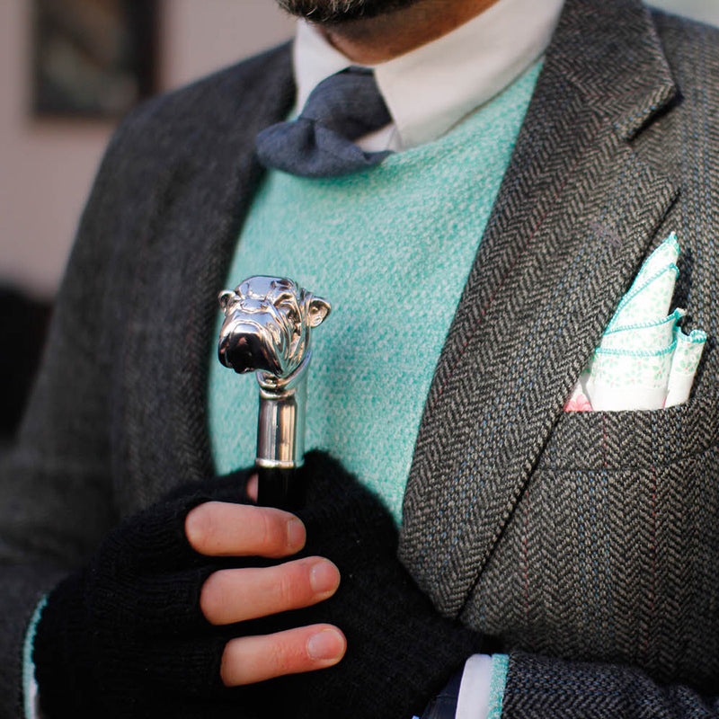 Бордова чоловіча парасоля Pasotti з ручкою Срібний Бульдог