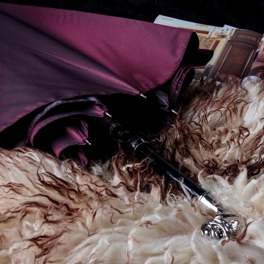 Бордова чоловіча парасоля Pasotti з ручкою Срібний Бульдог