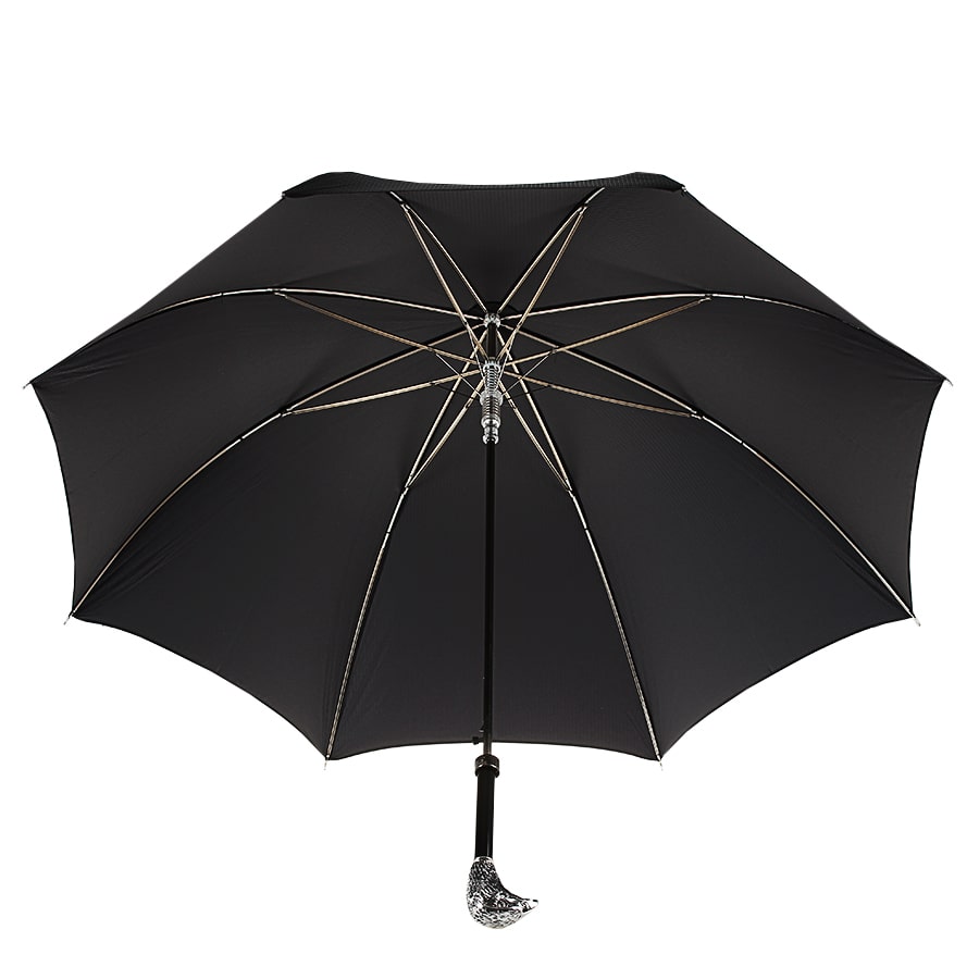 Umbrella cane men's black with handle Silver Eagle Pasotti