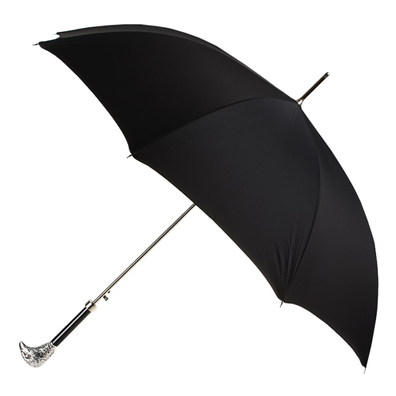 Umbrella cane men's black with handle Silver Eagle Pasotti
