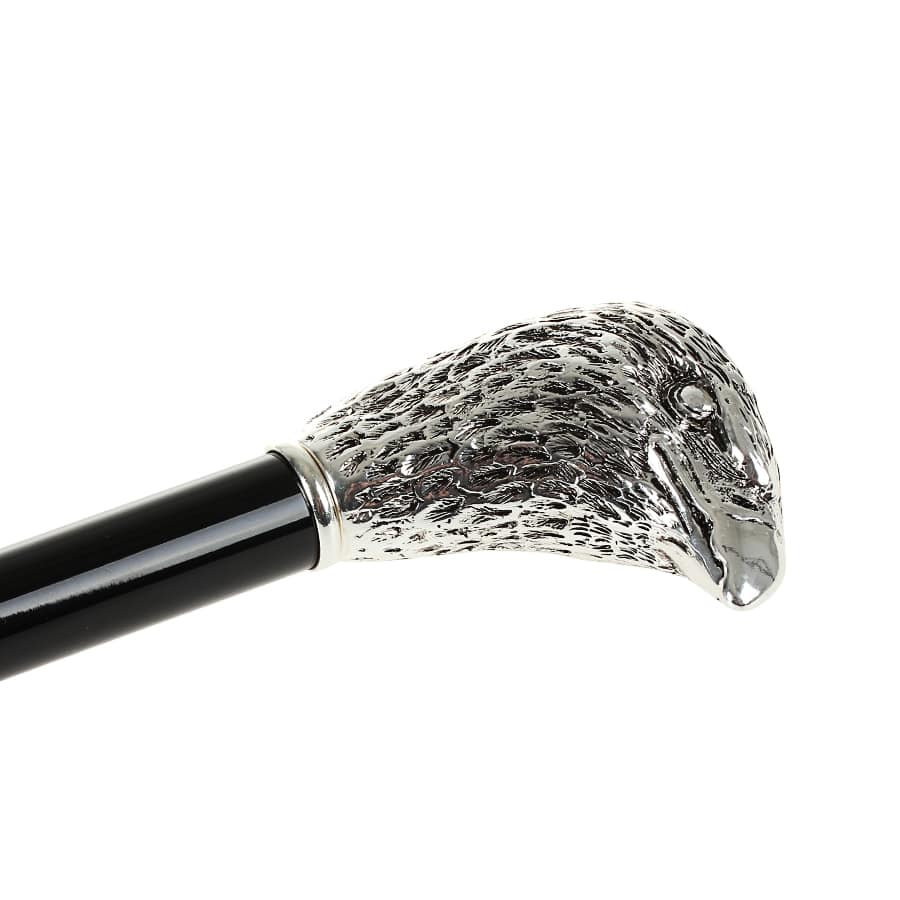 Umbrella cane men's black with handle Silver Eagle Pasotti