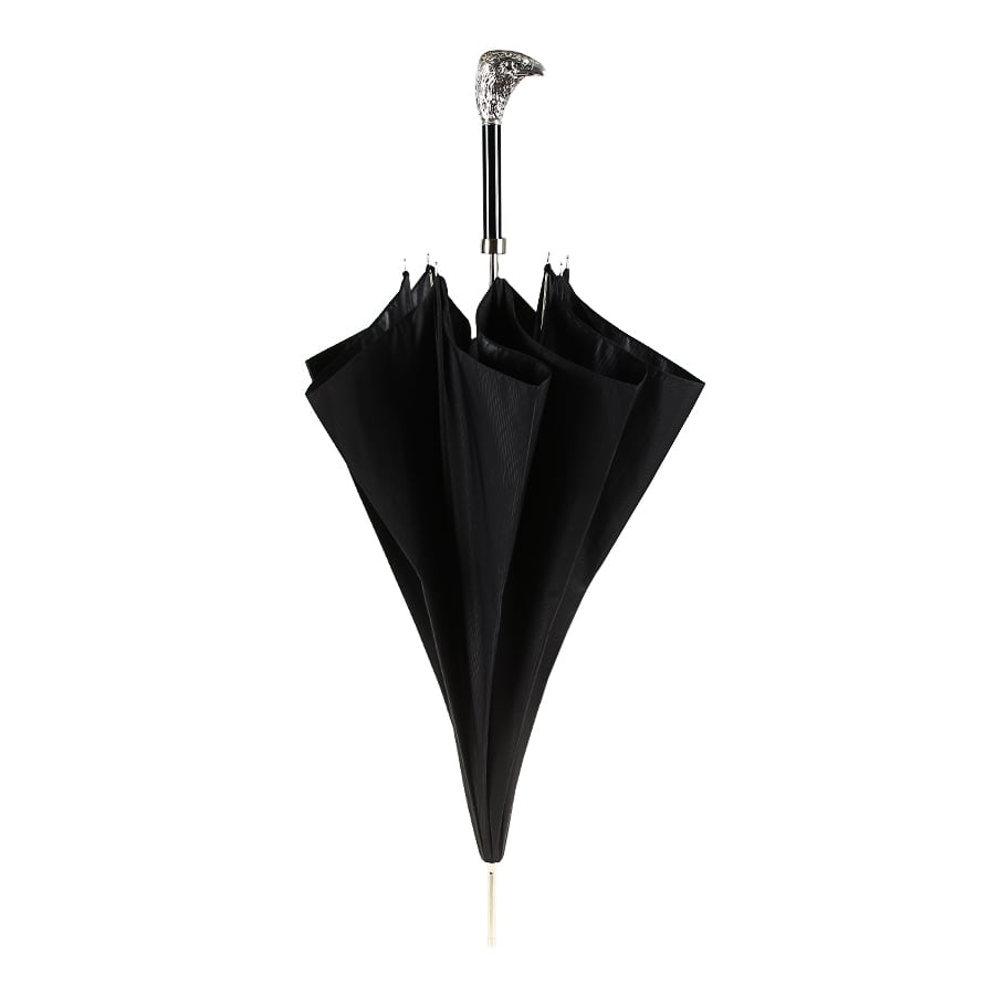 Umbrella cane men's black with handle Silver Eagle Pasotti