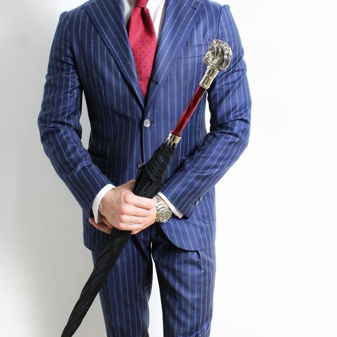 Paraplustok heren zwart met paardenhandgreep Pasotti 478 5973-2 W41PR