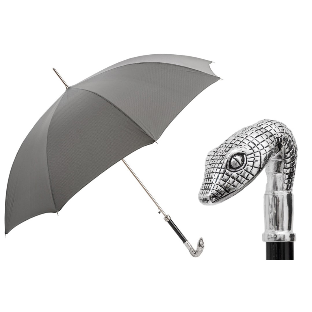Umbrella cane men's gray with Snake handle Pasotti 478 6768-7 W31