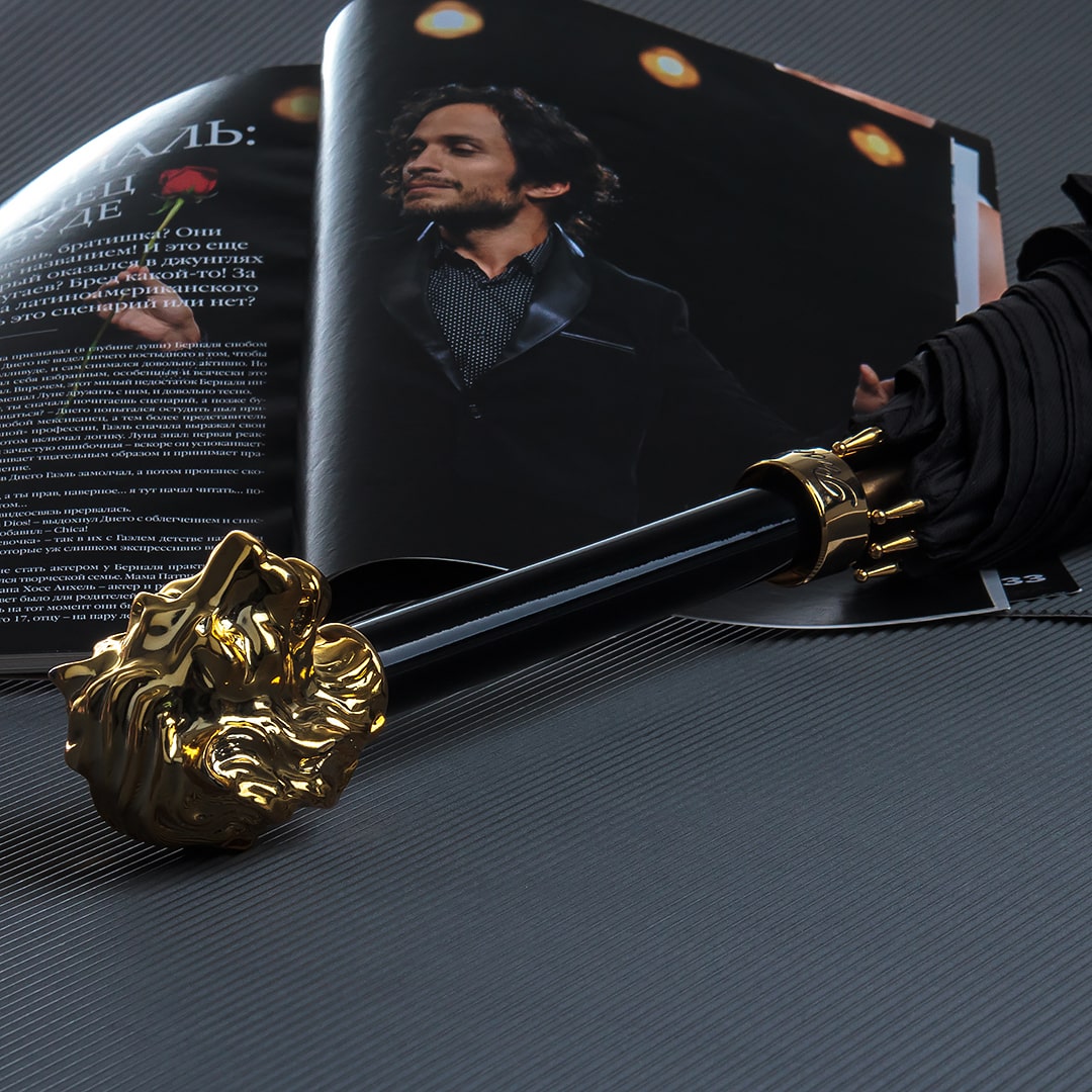 Paraplustok heren zwart met handvat Golden Lion Pasotti 479 51399-3 W37