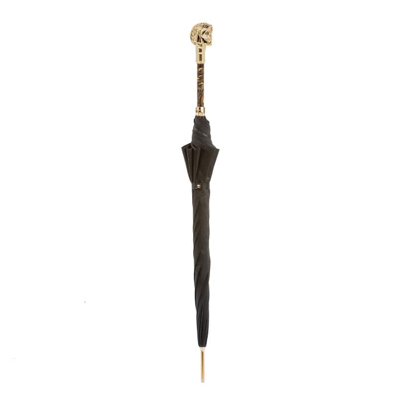 Umbrella cane men's black with horse handle Pasotti 479 OXF-18 W41PO