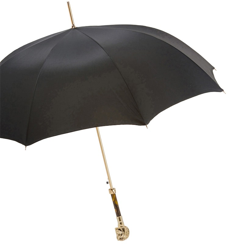 Umbrella cane men's black with horse handle Pasotti 479 OXF-18 W41PO