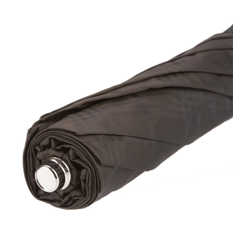 Brown folding men's umbrella with leather handle Pasotti 64 6434-15 P - photo 4