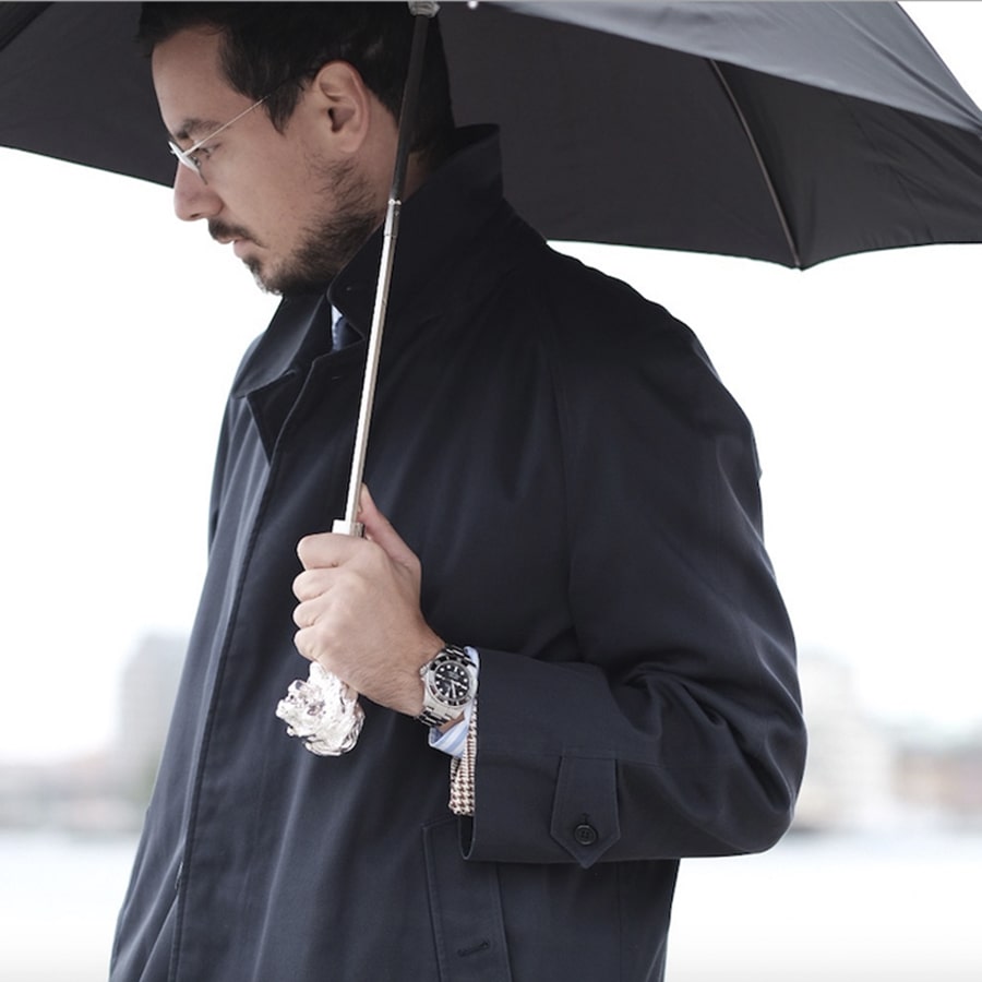 傘 メンズ ブラック 折りたたみハンドル付き ライオン パソッティ 64 6768-1 W37