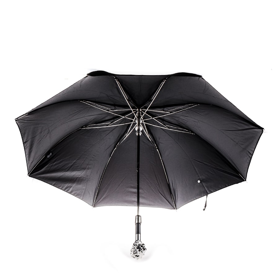 傘 メンズ ブラック 折りたたみハンドル付き ライオン パソッティ 64 6768-1 W37