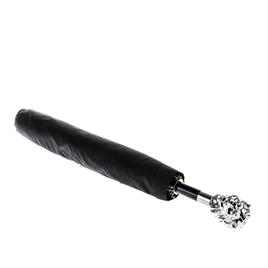 傘 メンズ ブラック 折りたたみハンドル付き ライオン パソッティ 64 6768-1 W37